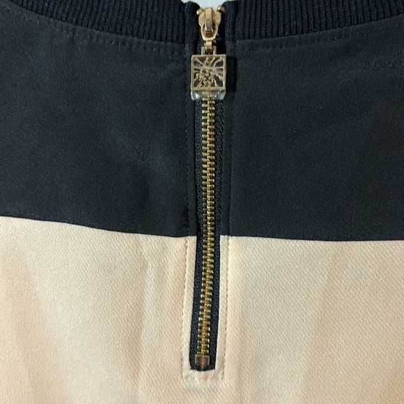 ANNE KLEIN Black and Cream Blouse Two Tone Long Sleeve Blouse Semi-sheer Med - Picture 3 of 7